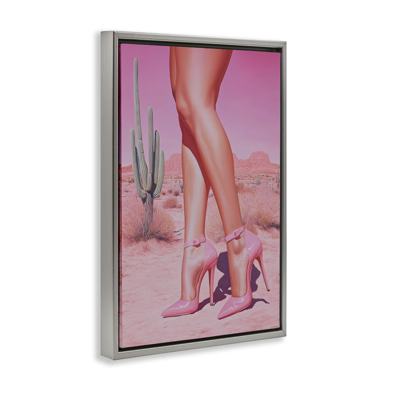 Cadre flottant Desert Heels Cowgirl, design par Heidi Kuntz, H 31 po x l 21 po, Cadre flottant gris lustré