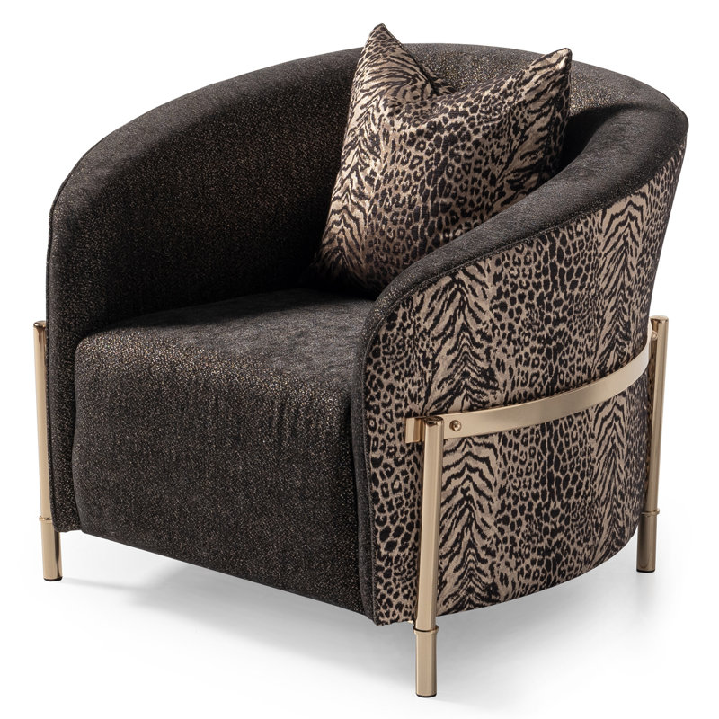 Lisbon 35.5'' Wide Chenille Barrel Chair, Onyx Chenille