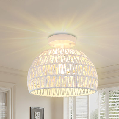 Berwyck Semi Flush Mount Rattan Light Fixture Boho Light Fixture Bathroom Ceiling Light