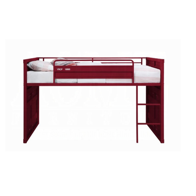 Kleon Twin Loft Bed W/Slide, Red