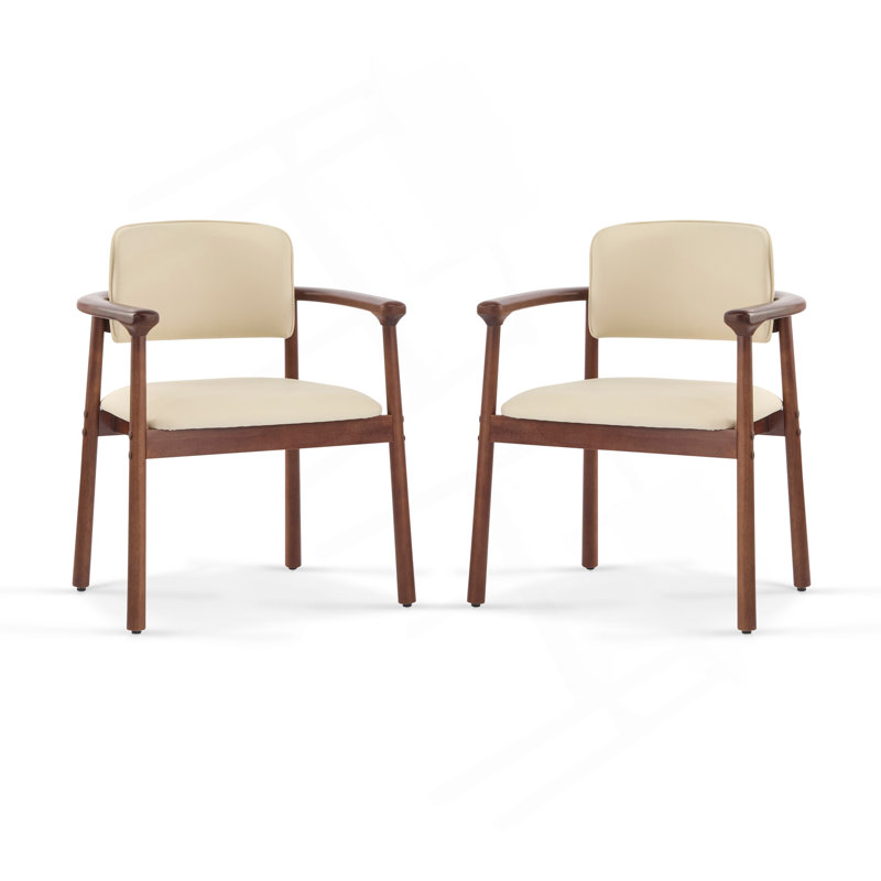 2 - Pack Dining Room Chairs, Sturdy Rubber Wood, Comfortable PU Foam Seat, Ideal For Home & Kitchen