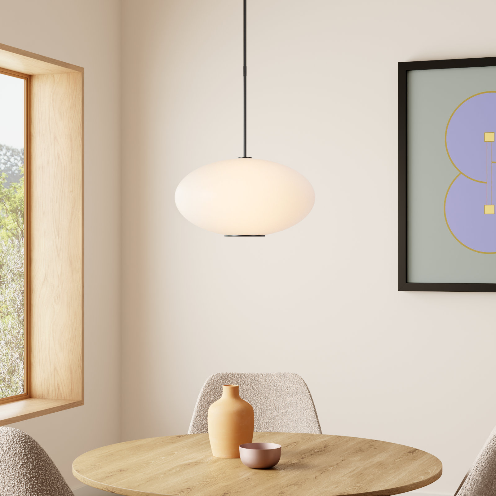 Illusion Dimmable Single Light Pendant, 2700K, Black