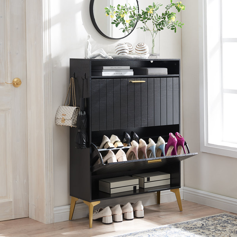 Armoire de rangement pour chaussures 16 paires, Noir