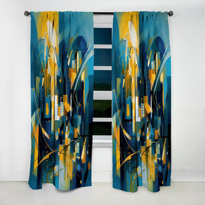 Rideau occultant en marbre bleu et jaune Elegance Of Marble II - Abstract
