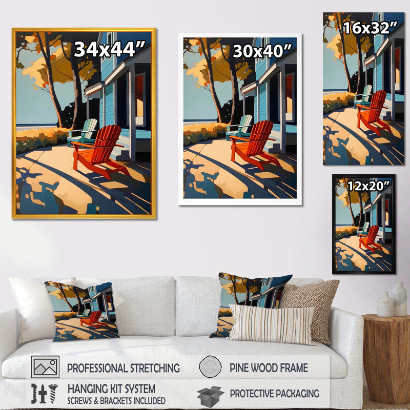 "Blue and Red Cityscape Chronicles", reproduction d'art sur toile, H 32 po x l 16 po x P 1 po, Toile tendue