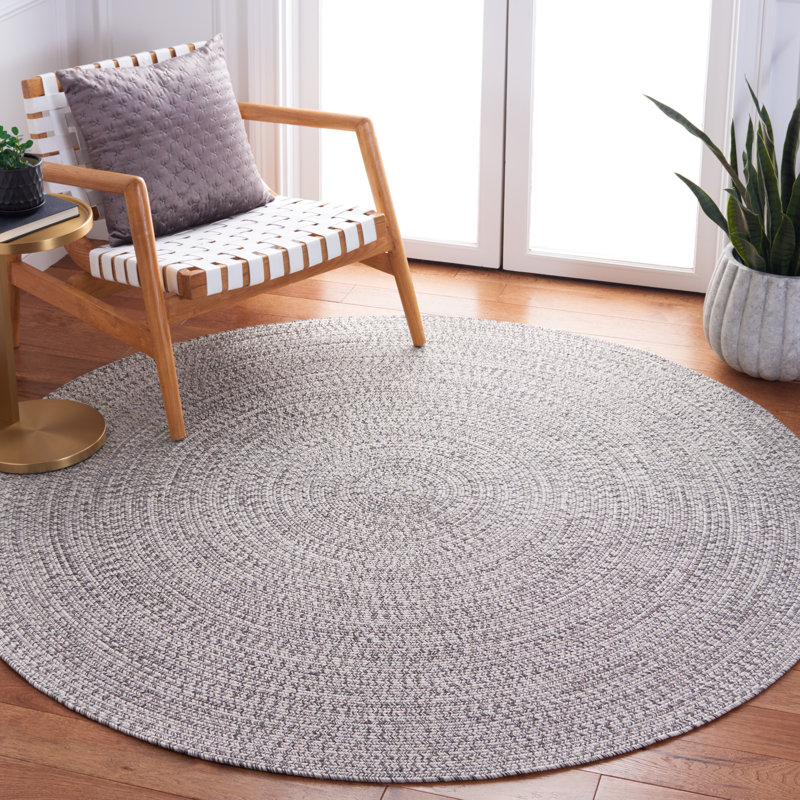 Kar Hand Woven Performance Machine Washable Rug, Round 3', Gray/Ivory