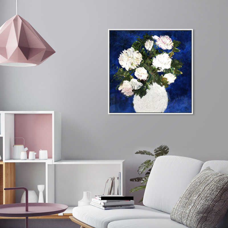 " Dripping Roses " Painting Print, White Framed, 25" H x 25" W x 1.5" D