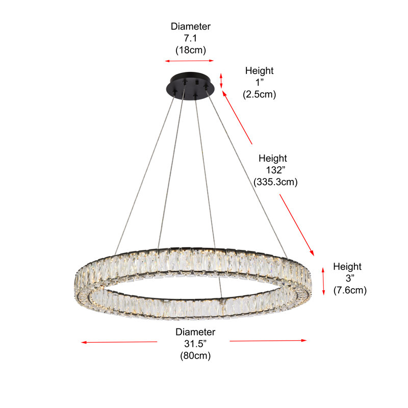 Sunderland - Light LED Pendant, Chrome, 3" H x 31" W x 31" D