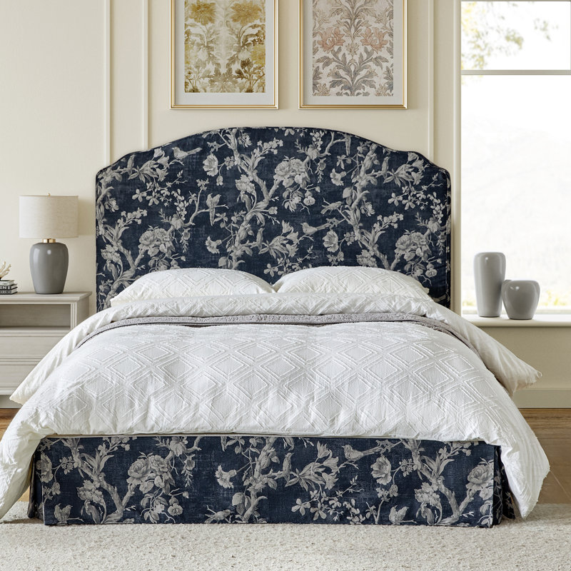 Finnin Funston Upholstered Platform Bed With Washable Slipcover, Queen, Ivory, Solid Color