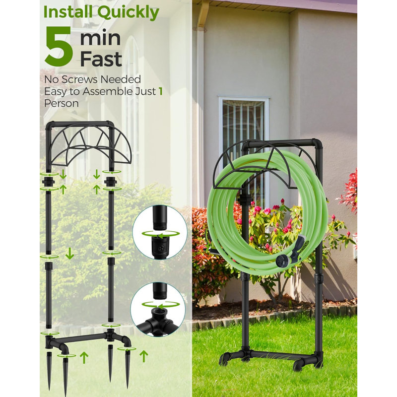 Support de tuyau d'arrosage de jardin autoportant