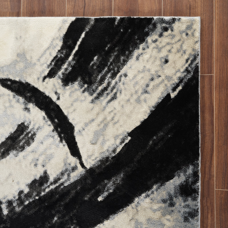 Damian Black/Grey Rug, Runner 2'2" x 6'