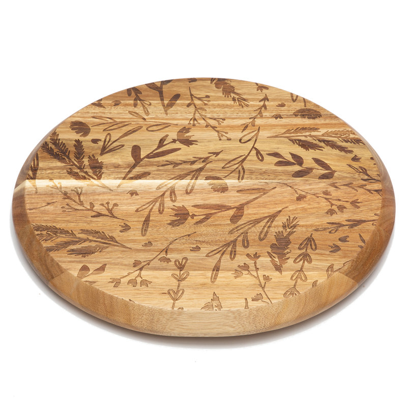 Round Acacia Wood Lazy Susan Turntable 14" Diameter