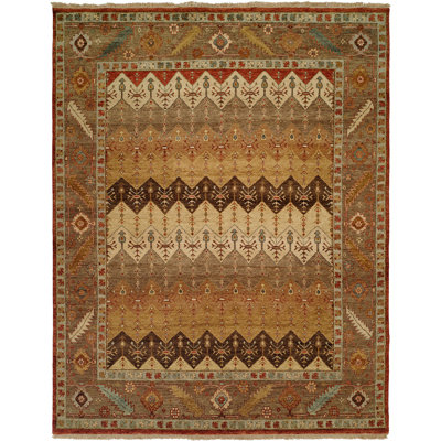 Hand Knotted Wool Chevron Area Rug