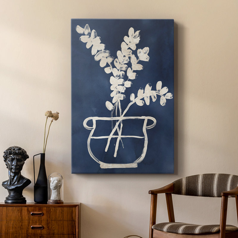 Navire sur indigo II - galerie Cavas sur mesure, H 48 po x l 32 po