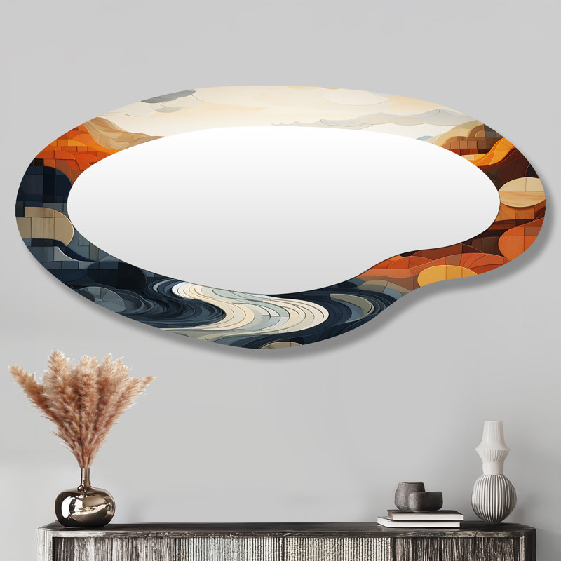 Miroir mural asymétrique River Flowing Waters Collage II - Lake Lake House
