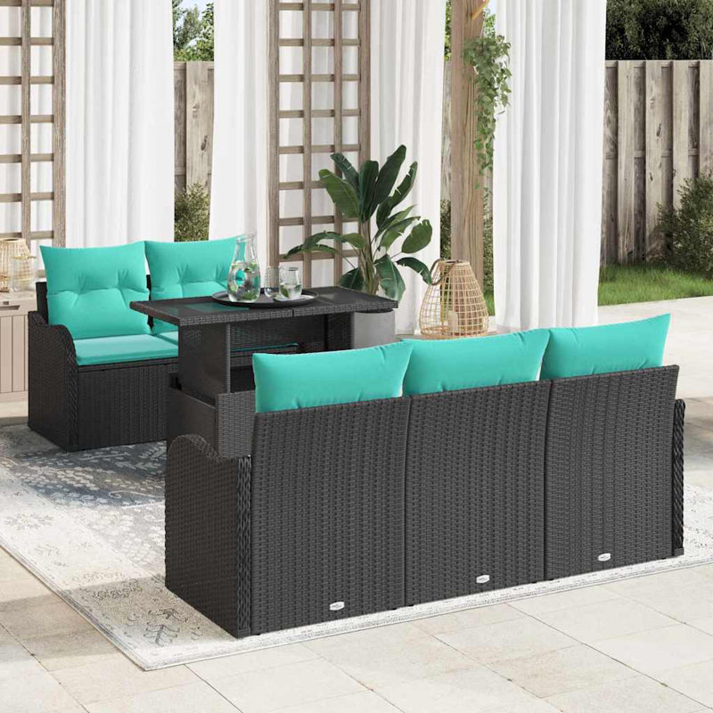 Ensemble de canapé de jardin avec coussin 6 pièces vidaXL, Coussin bleu / cadre noir