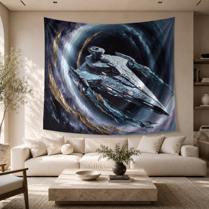 Tapisserie murale de voyage Scersti Interstellar, 68 po x 80 po