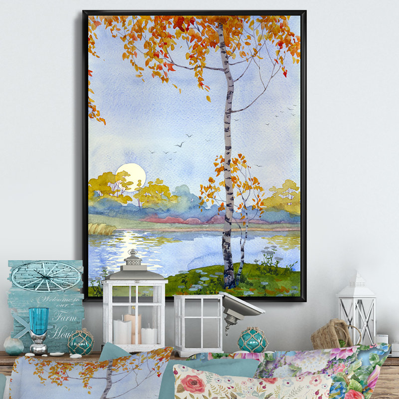 Automne mélancolie - peinture, H 40 po x l 30 po x P 1,5 po, Cadre flottant noir