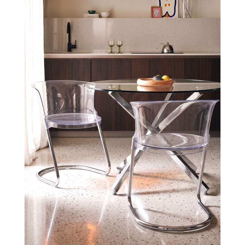 43 cm H Cantilever Chair in Clear