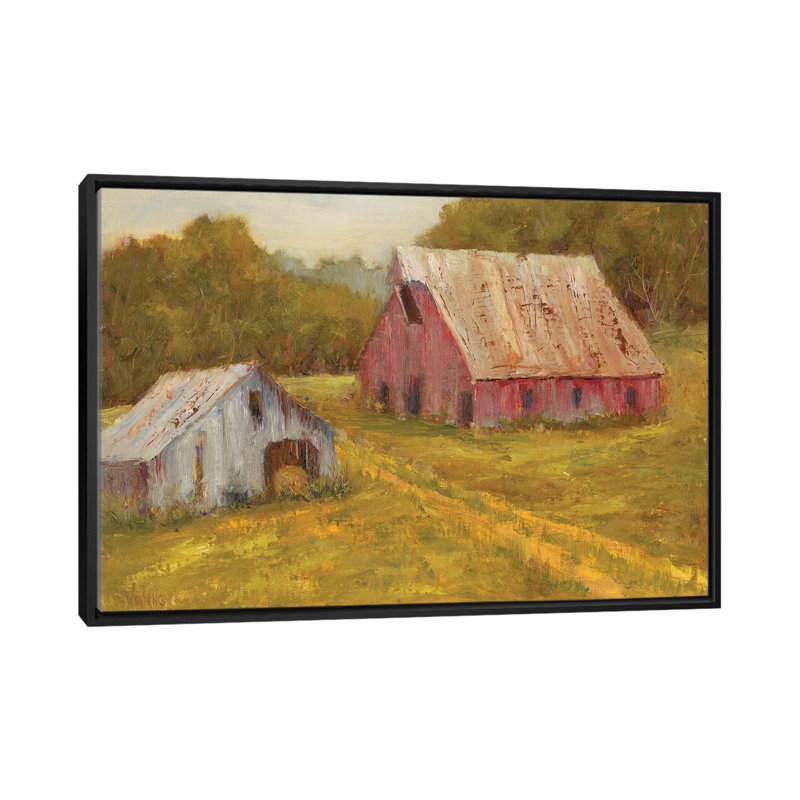 Granges de pays, H 18 po x l 26 po x P 1,5 po, Toile avec cadre noir, Pas de tapis