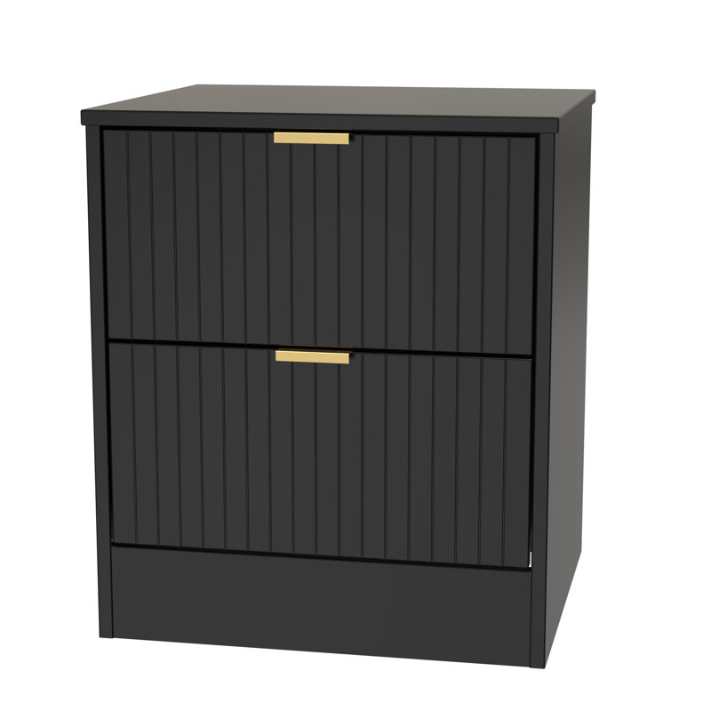 Barriner 45cm W Manufactured Wood Bedside Table, Deep Black/Black Matt