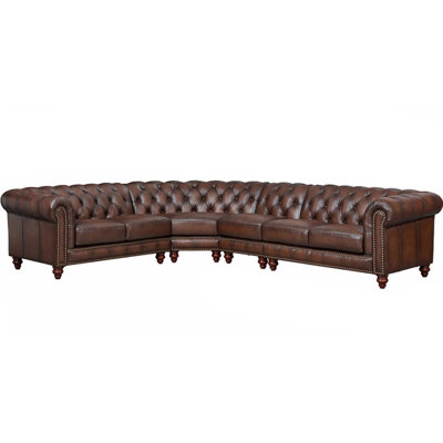 Alton Bay 125" Wide Genuine Leather Symmetrical Corner Sectional
