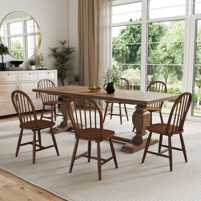 Chaises de salle à manger en bois massif avec dossier à lattes, chaise d'appoint de style campagnard pour Ktichen / salle à manger