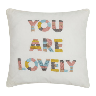  You are Lovely Embroidered Cotton Throw Pillow