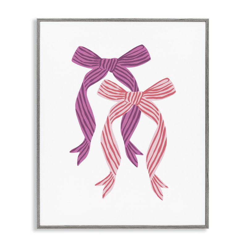 Magenta & Red Double Bow Framed Giclee, design by Krissy Mast, Farmhouse Grey Framed Giclee, 30" H x 24" W