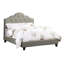 Grand lit avec tête de lit tapissier gris, cadre de lit arqué en bois, lit contemporain ajustable, polyfibre