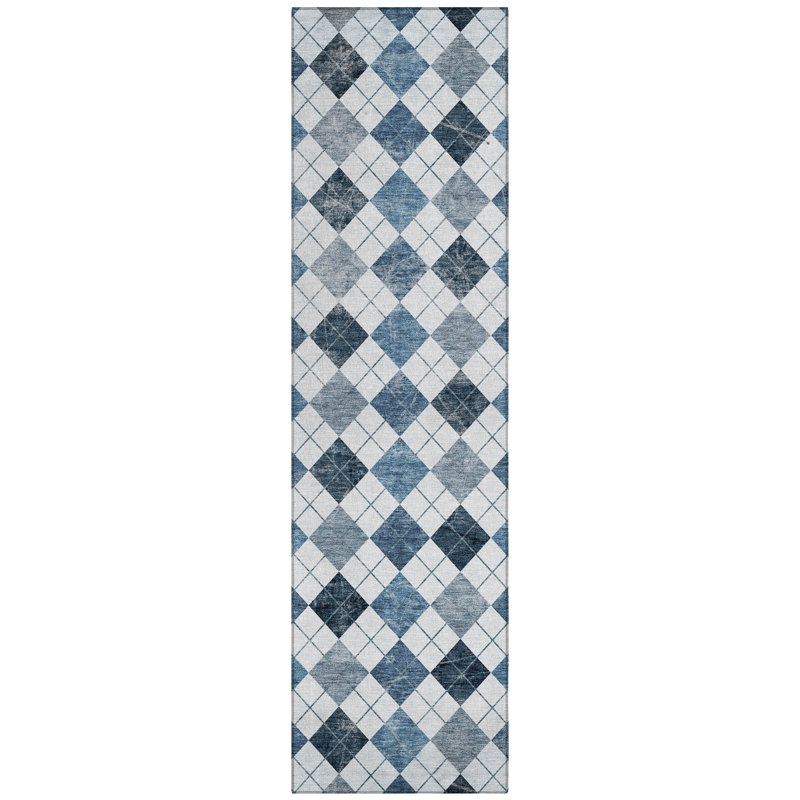 Machine Washable Indoor/Outdoor Leavittsburg ACN2237 Geometric Rug, Runner 2'3" x 7'6"