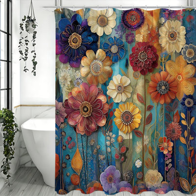 Floral Shower Curtains with Hooks Included
