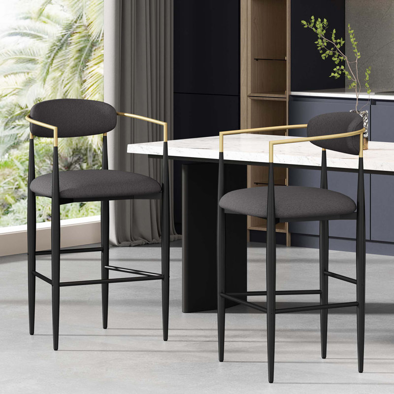 Tabouret Fashion pour comptoir de cuisine, bar personnel (ensemble de 2), Charbon/Noir