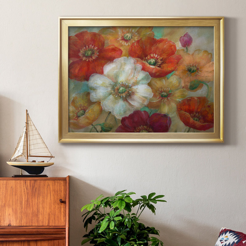 Poppycentric - Peinture sur toile encadrée, Or, H 30,5 po x l 42,5 po x P 1,5 po