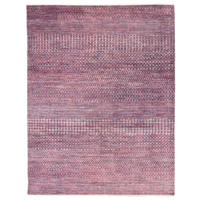 Tapis rose noué à la main de conception unique 7 pi 10 po x 9 pi 9 po New Age Terenna