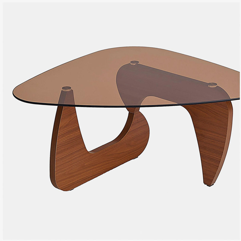 Century Modern Wood Center Table Small Farmhouse Coffee Table for Living Room, Brown, 15.74" H x 35.82" L x 25.59" W, Walnut