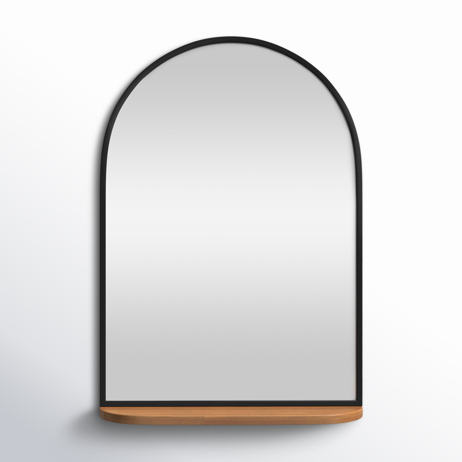 Jordie Flat Mirror with Shelves, 30" H x 20" W, Black/Brown
