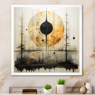 Full Moon Revelations Vintage Illustration - Abstract Landscape, Art mural
