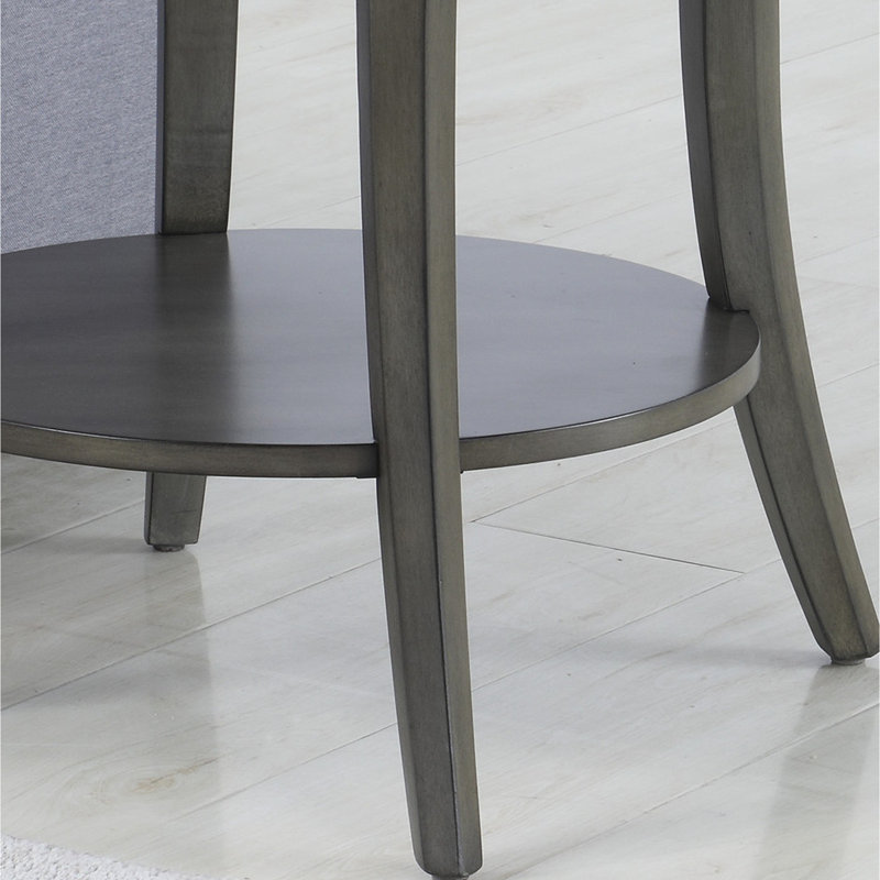 Table basse ovale à tablette grise - à la mode avec placage en bois de bouleau et espace de rangement supplémentaire
