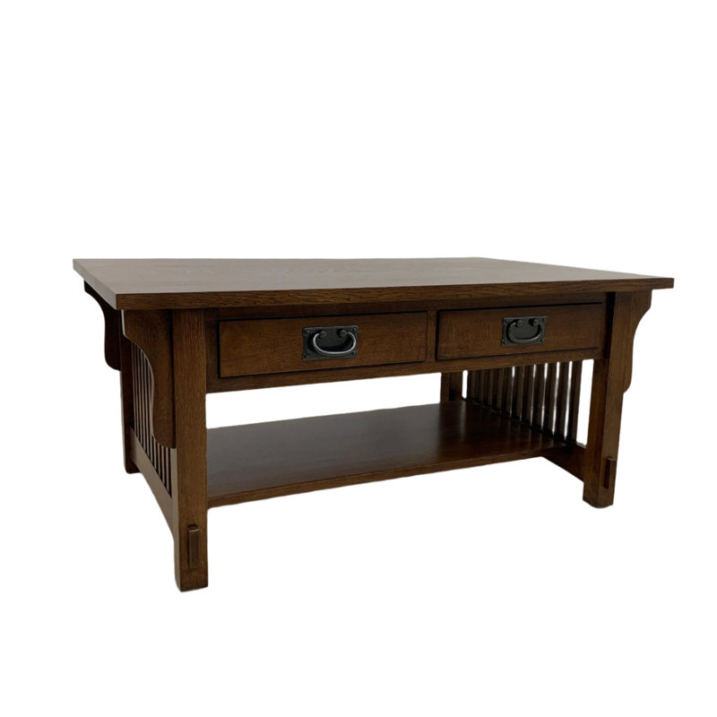 Table basse à 4 tiroirs avec broches Mission Crofter - 40 pouces - Noyer, Noyer