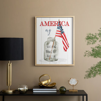 «America My Home Sweet Home», reproduction encadrée - bois massif