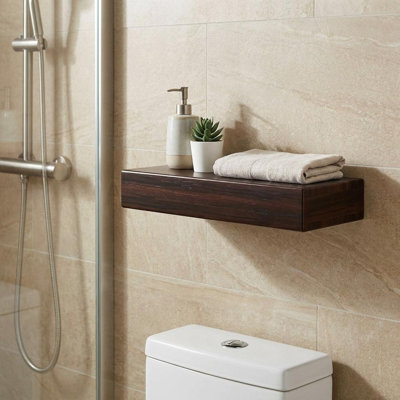 Tablette flottante 12 "en bois massif espresso
