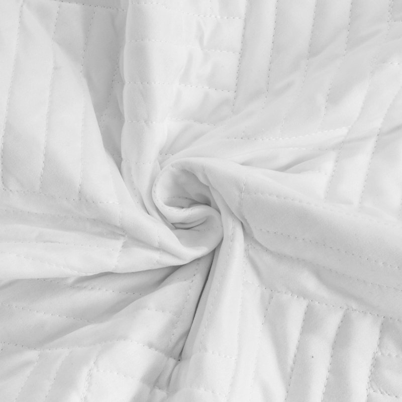 3 Pieces Quilt Set, Silk Satin Geometric Pattern Quilted Coverlet Set (1 Quilt, 2 Pillow Shams) - NTBAY, Queen, White