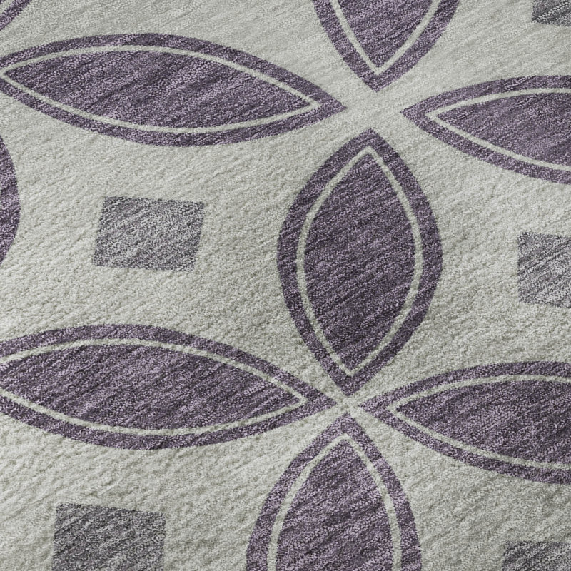 Premium Machine Washable Mayfield AMF2423 Geometric Rug, 8' x 10', Plum
