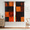 2 rideaux à carreaux abstraits grunge à carreaux, tissu filtrant la lumière, motif carré texturé orange et noir, protection contre l'intimité du parasol, conception à passe-tringle, convient au salon, à la chambre à coucher, au balcon et à la cuisine