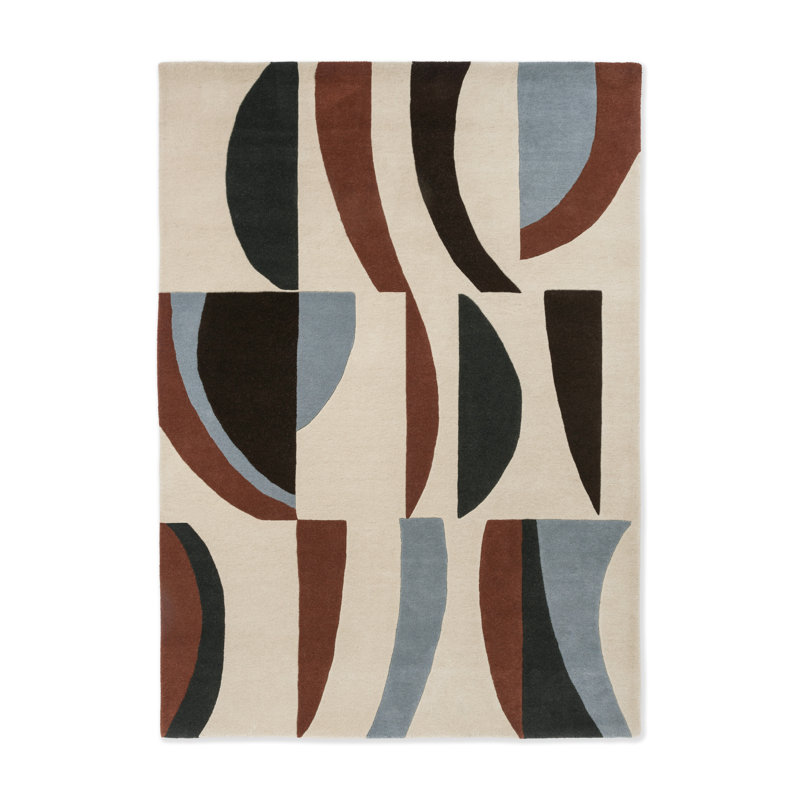Torillo Hand Tufted Wool Abstract Area Rug in Cornflower/Walnut, Rectangle 5'7" x 7'10"