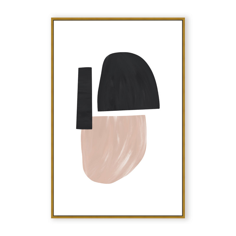 Black and Nude Abstract Shapes by Uplusmestudio - Picture Frame Painting on Paper, 24" H x 16" W x 1.125" D, Framed Print