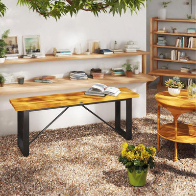 2-Person Backless Garden Bench For Porch, Park