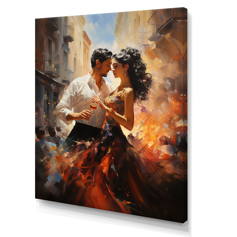 Espagne, couple de danseurs de fiesta espagnole - art mural Espagne, H 32 po x l 24 po x P 1 po, Toile tendue