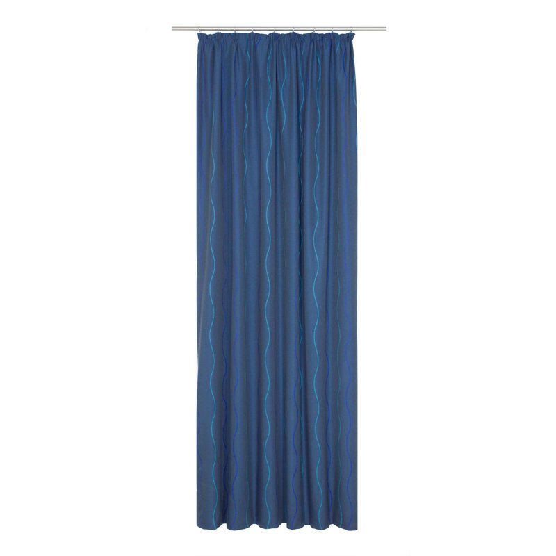 Pedersen Pencil Pleat, Single Curtain, opaque, 132cm Width x 255cm Drop, Blue
